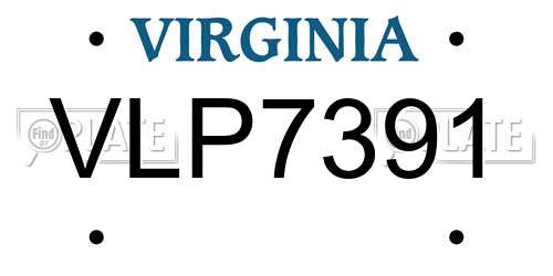 VLP7391 Virginia License Plate