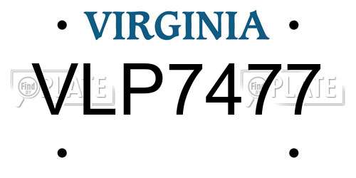 VLP7477 Virginia License Plate
