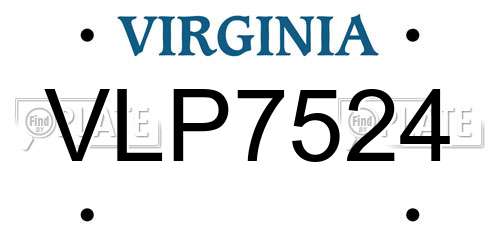 VLP7524 Virginia License Plate