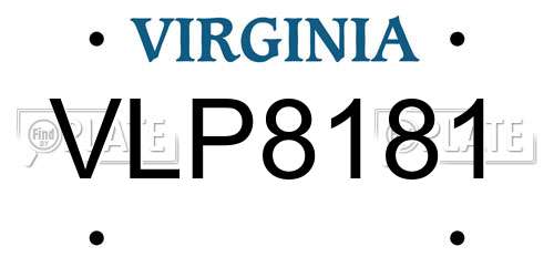 VLP8181 Virginia License Plate