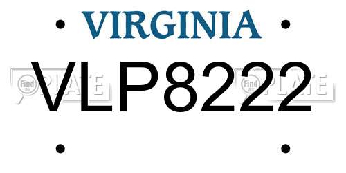 VLP8222 Virginia License Plate