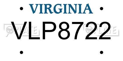 VLP8722 Virginia License Plate