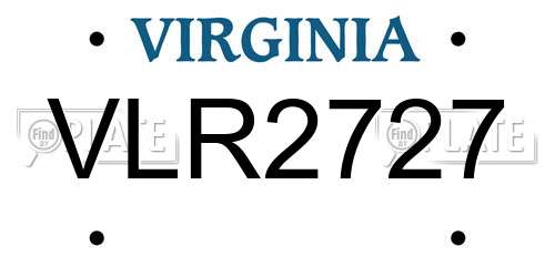 VLR2727 Virginia License Plate