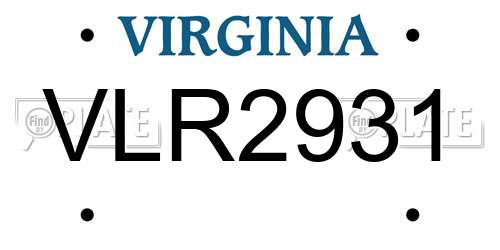 VLR2931 Virginia License Plate