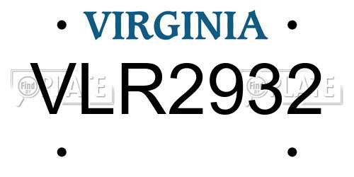 VLR2932 Virginia License Plate