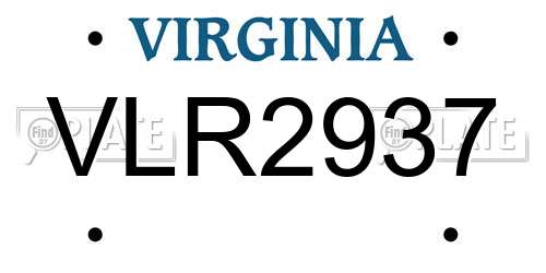 VLR2937 Virginia License Plate