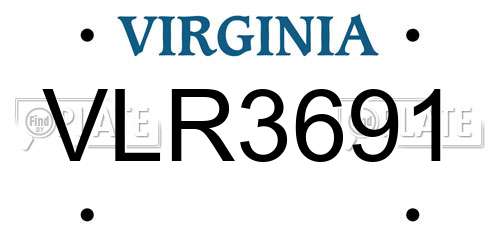 VLR3691 Virginia License Plate