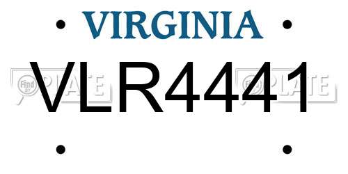VLR4441 Virginia License Plate