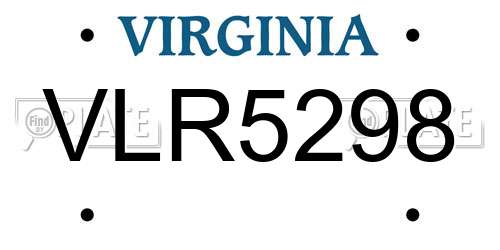 VLR5298 Virginia License Plate