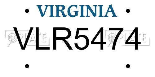 VLR5474 Virginia License Plate