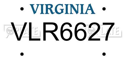 VLR6627 Virginia License Plate