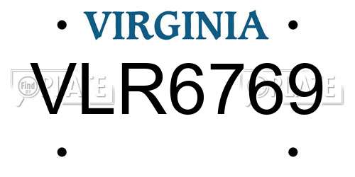 VLR6769 Virginia License Plate