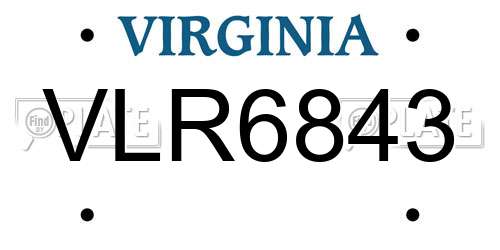 VLR6843 Virginia License Plate