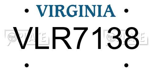 VLR7138 Virginia License Plate