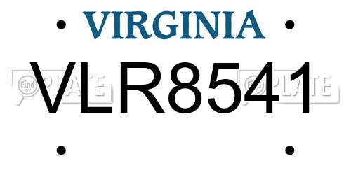 VLR8541 Virginia License Plate