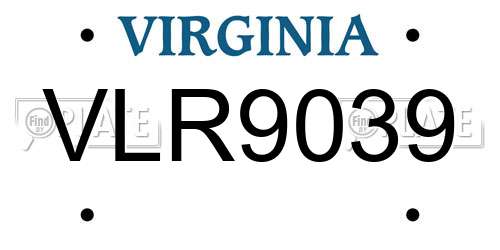 VLR9039 Virginia License Plate