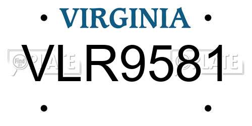 VLR9581 Virginia License Plate