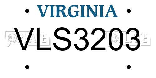 VLS3203 Virginia License Plate