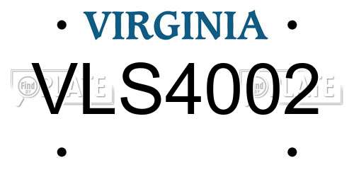 VLS4002 Virginia License Plate