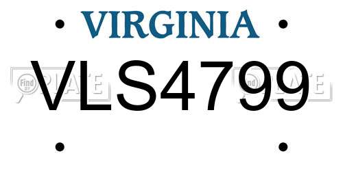 VLS4799 Virginia License Plate