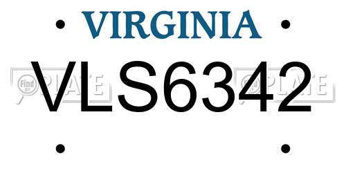 VLS6342 Virginia License Plate