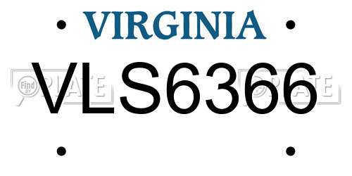 VLS6366 Virginia License Plate