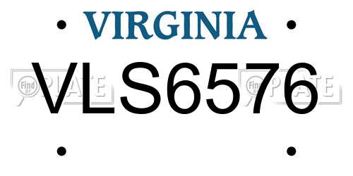 VLS6576 Virginia License Plate