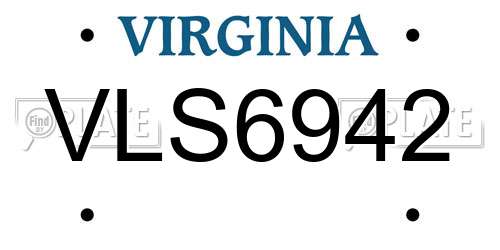 VLS6942 Virginia License Plate