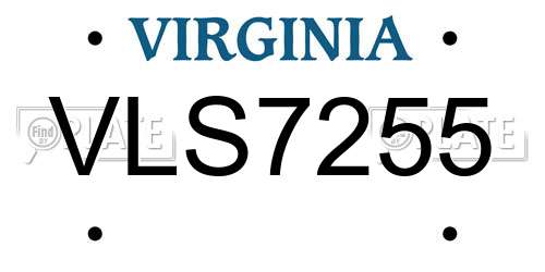 VLS7255 Virginia License Plate