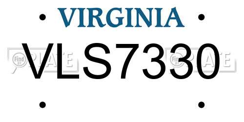 VLS7330 Virginia License Plate