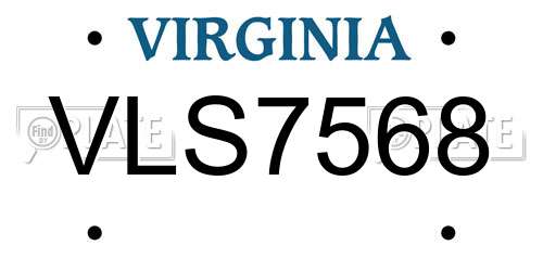 VLS7568 Virginia License Plate