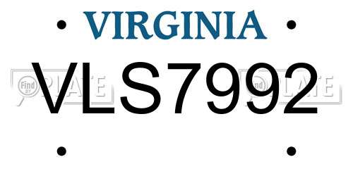 VLS7992 Virginia License Plate