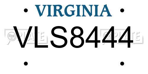 VLS8444 Virginia License Plate