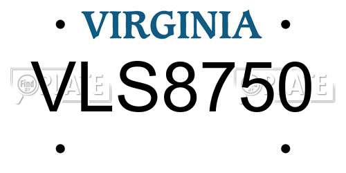 VLS8750 Virginia License Plate