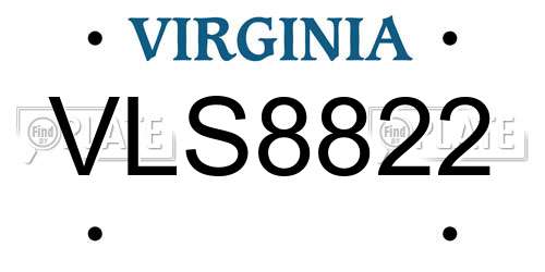 VLS8822 Virginia License Plate