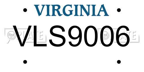 VLS9006 Virginia License Plate