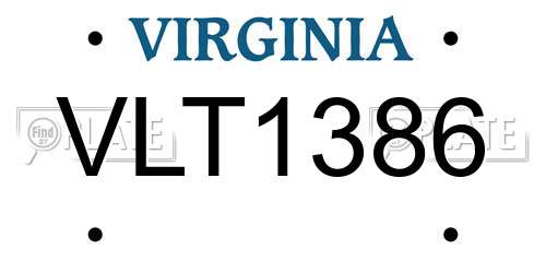 VLT1386 Virginia License Plate