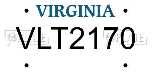 VLT2170 Virginia License Plate