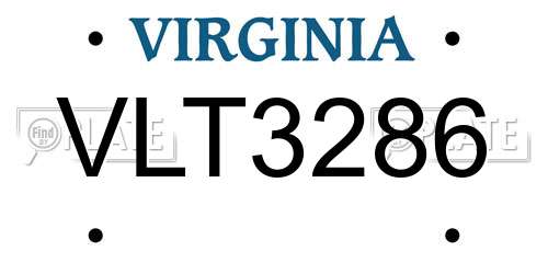 VLT3286 Virginia License Plate