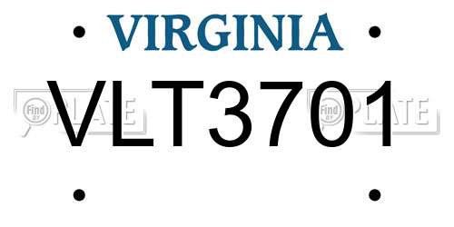 VLT3701 Virginia License Plate