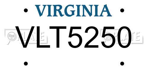 VLT5250 Virginia License Plate