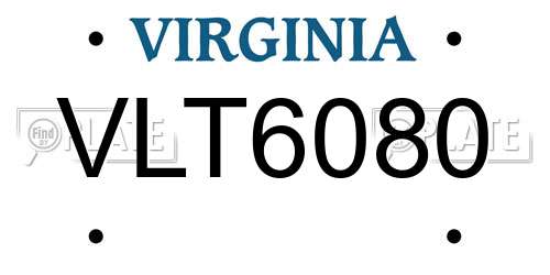 VLT6080 Virginia License Plate