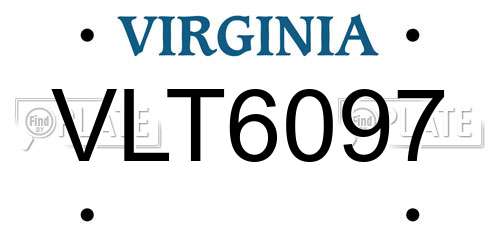 VLT6097 Virginia License Plate