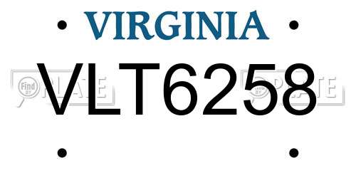 VLT6258 Virginia License Plate