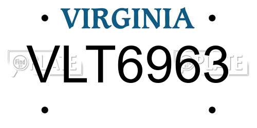 VLT6963 Virginia License Plate