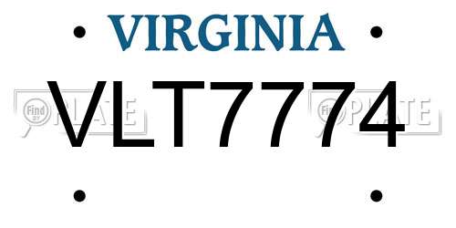 VLT7774 Virginia License Plate