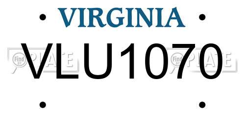 VLU1070 Virginia License Plate