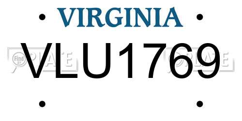 VLU1769 Virginia License Plate