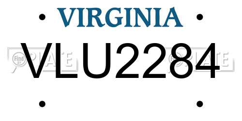 VLU2284 Virginia License Plate