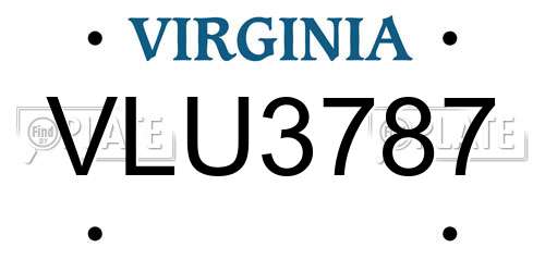 VLU3787 Virginia License Plate